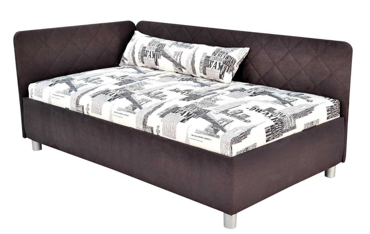 Čalouněná válenda s úložným prostorem Sorbona, 110x200 cm - šedá/bílá, Konvenční, textil/plast (110/200cm)