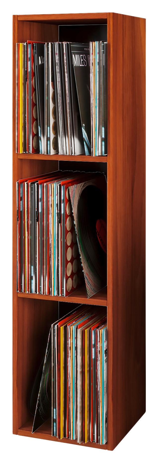 Schallplattenregal Platto 34 cm Nuss Dekor