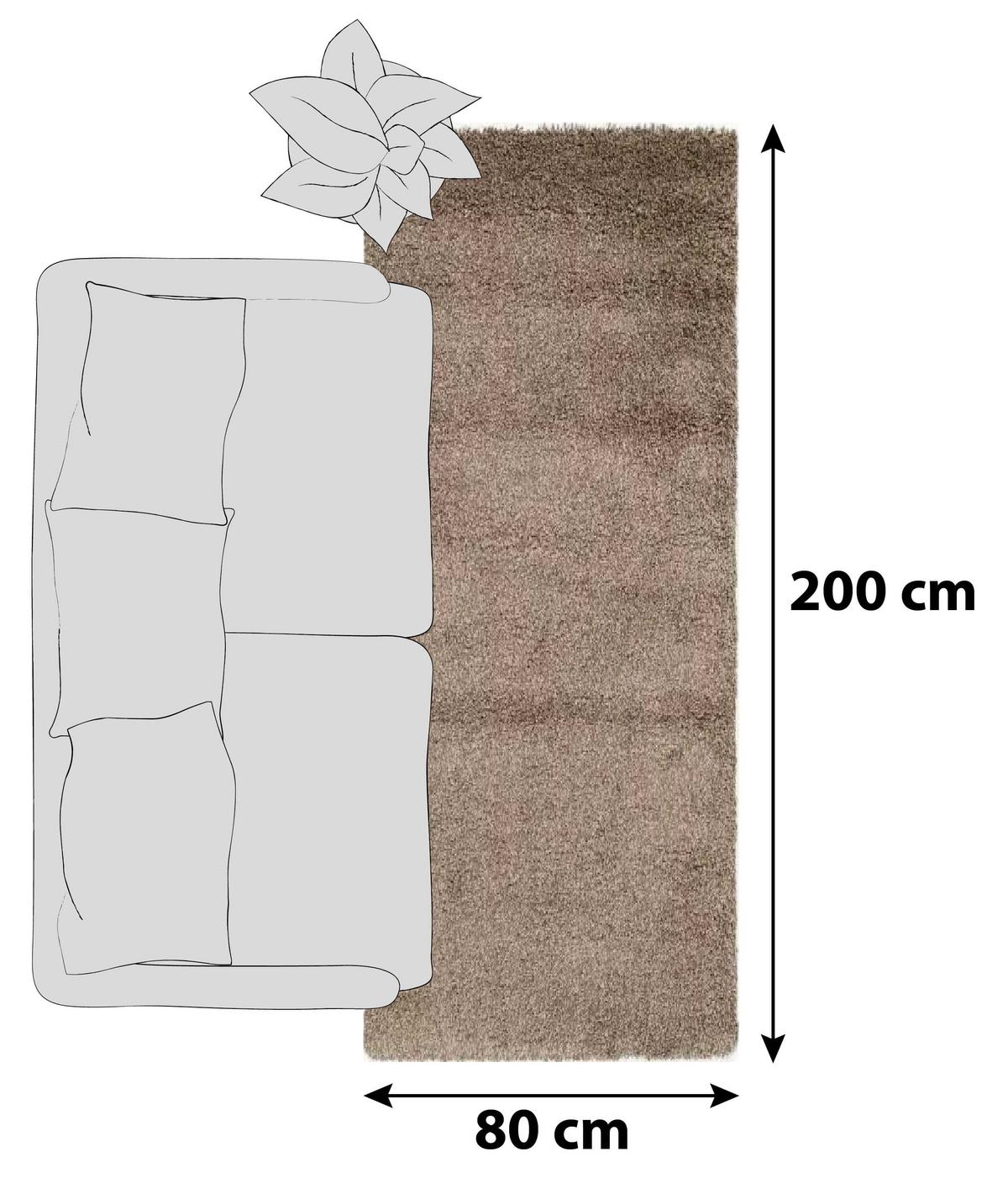 Hochflorteppich Fashion Shaggy Hellbraun 80x200 cm - Hellbraun, Basics, Textil (80/200cm) - Novel