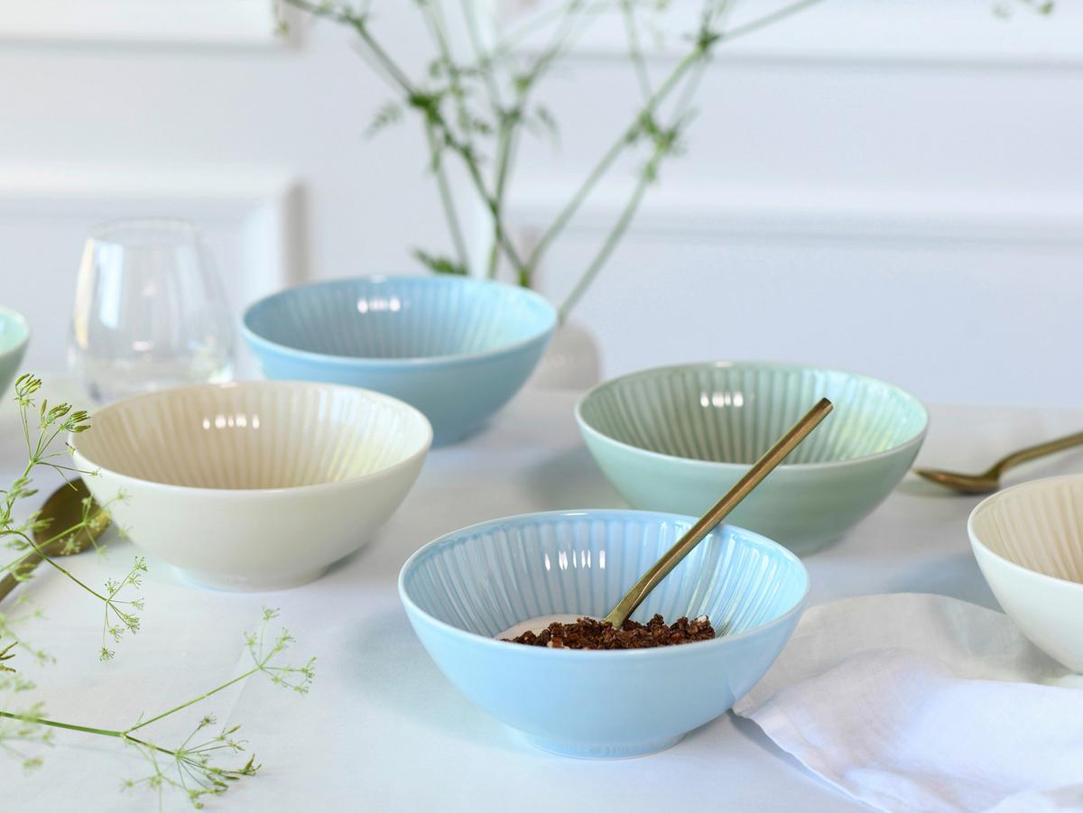 Schüsselset Valencia 6--Teilig., Creme, Grün, Blau - Pastellblau/Pastellgrün, Basics, Keramik - Creatable