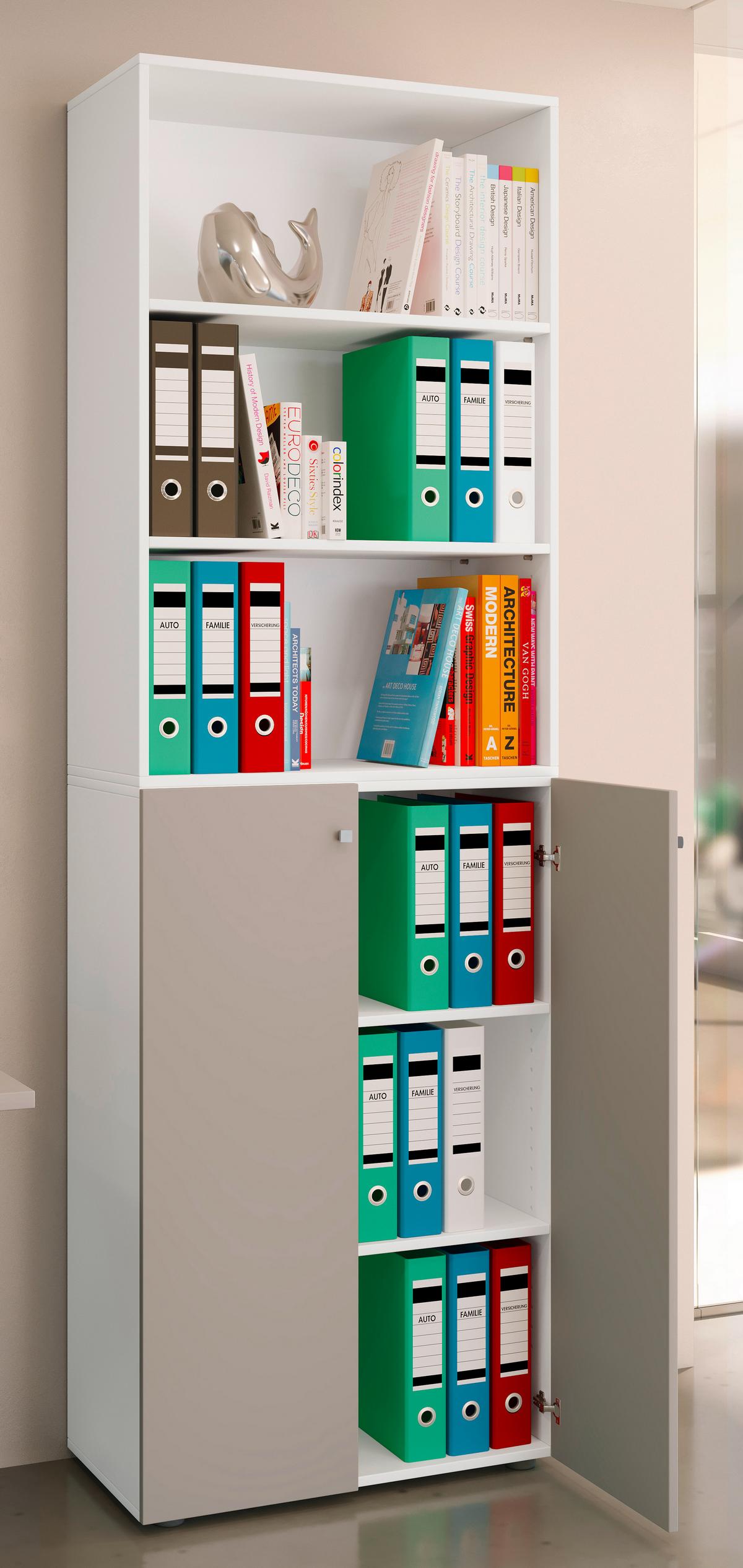 Aktenschrank Lona Grau, Weiß B: 70 cm - Weiß/Grau, Design, Holzwerkstoff (70/220/39cm) - MID.YOU