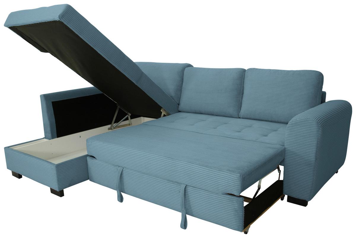 Ecksofa John Hellblau S: 178x239 cm - Schwarz/Hellblau, Trend, Textil (178/239cm)