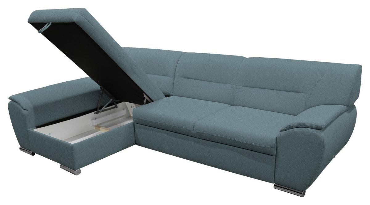 Veratti New Blau Inkl. Schlaffunktion Ottomane Links - Blau/Silberfarben, Design, Textil (167/281cm) - MID.YOU