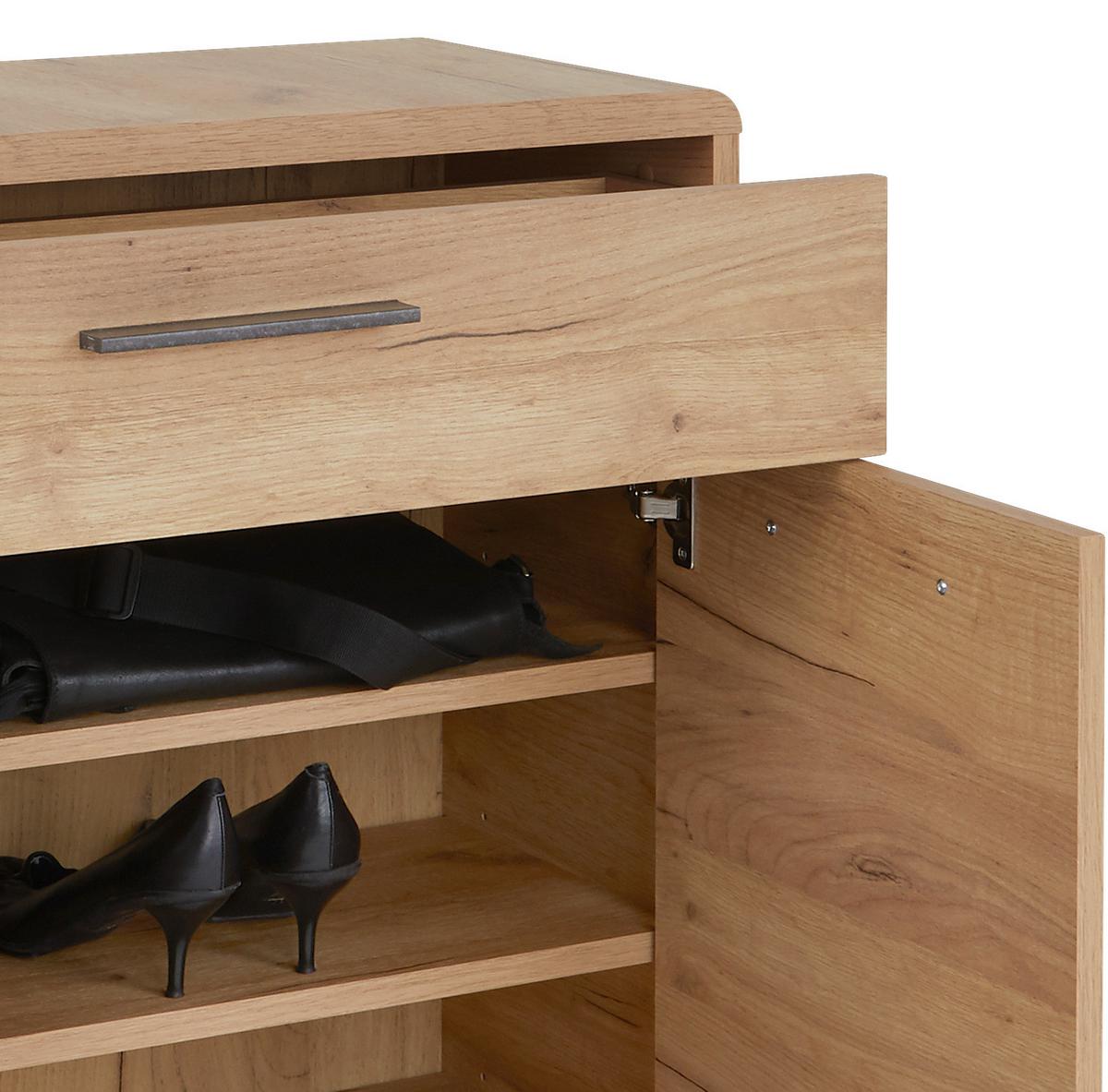 Kommode 84 Cm Fontana Eiche Dekor - Eichefarben/Schwarz, MODERN, Holzwerkstoff (84/90/32cm)