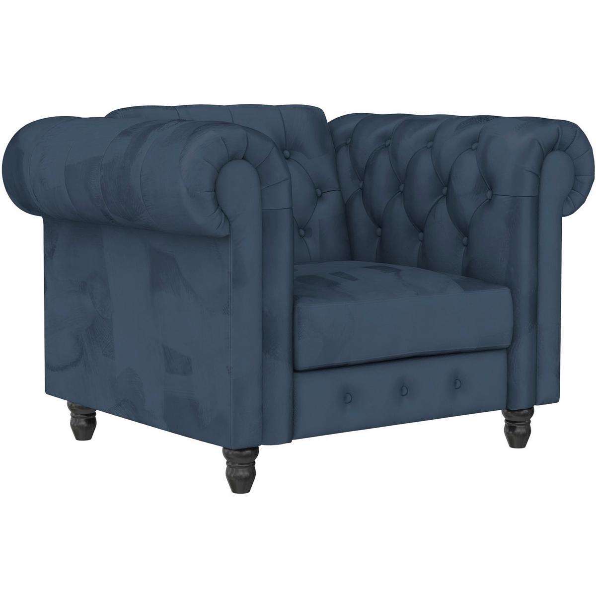 Sessel Firenze Blau, Relaxfunktion - Blau/Schwarz, Basics, Textil (111/83cm) - Livetastic