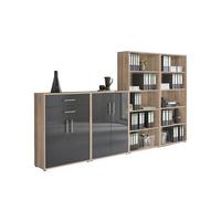 Aktenschrank Office Edition Anthr. Hg/eiche D. B: 337,6cm - Anthrazit Hochglanz/Sonoma Eiche, MODERN, Holzwerkstoff (337,6/185,6/33cm) - MID.YOU
