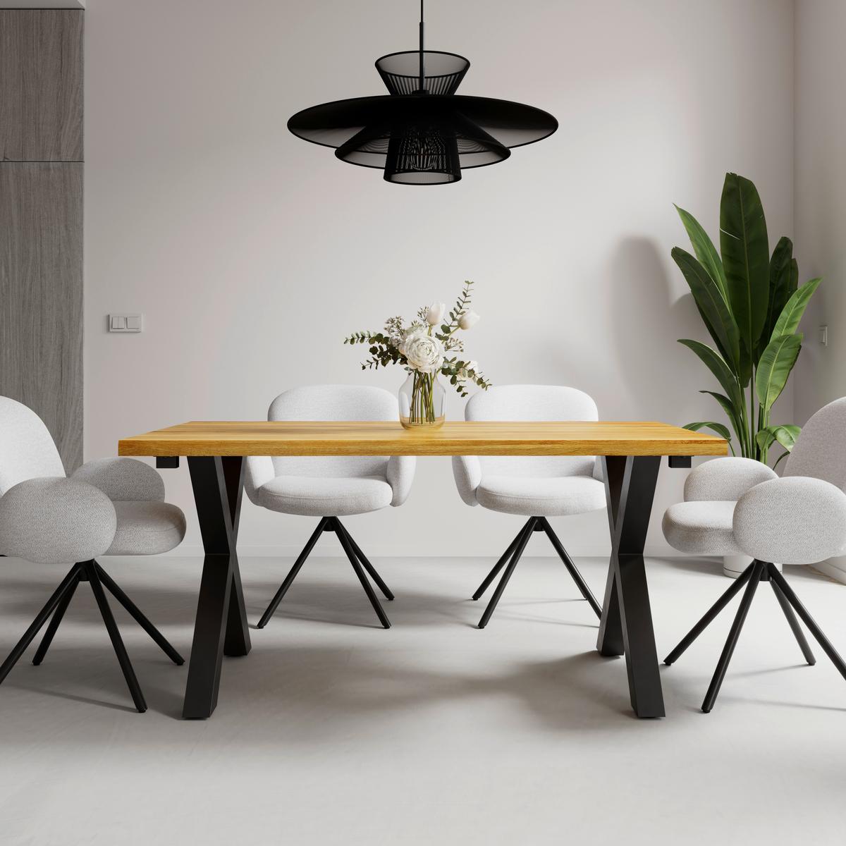 VÝSUVNÝ STŮL ARIANO - černá/barvy dubu, Moderní, kov/dřevo (240-160/76/90cm) - Bessagi Home