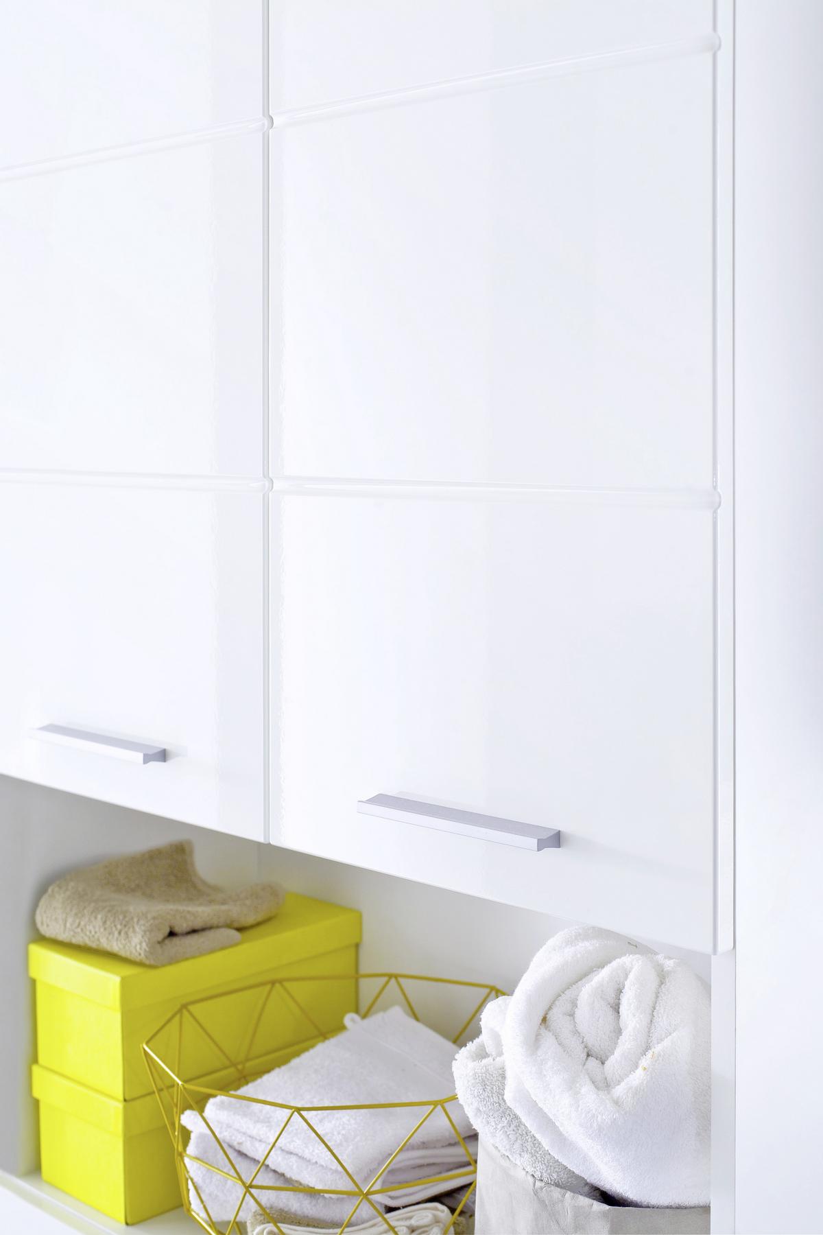 Hochschrank Amanda B: 73 Cm Weiß - Silberfarben/Weiß, MODERN, Holzwerkstoff (73/190/31cm) - MID.YOU