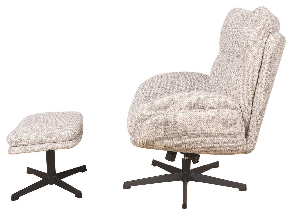 Relaxsessel Houston Webstoff beige, B: 76cm - Beige/Schwarz, MODERN, Textil/Metall (76/101/87cm)