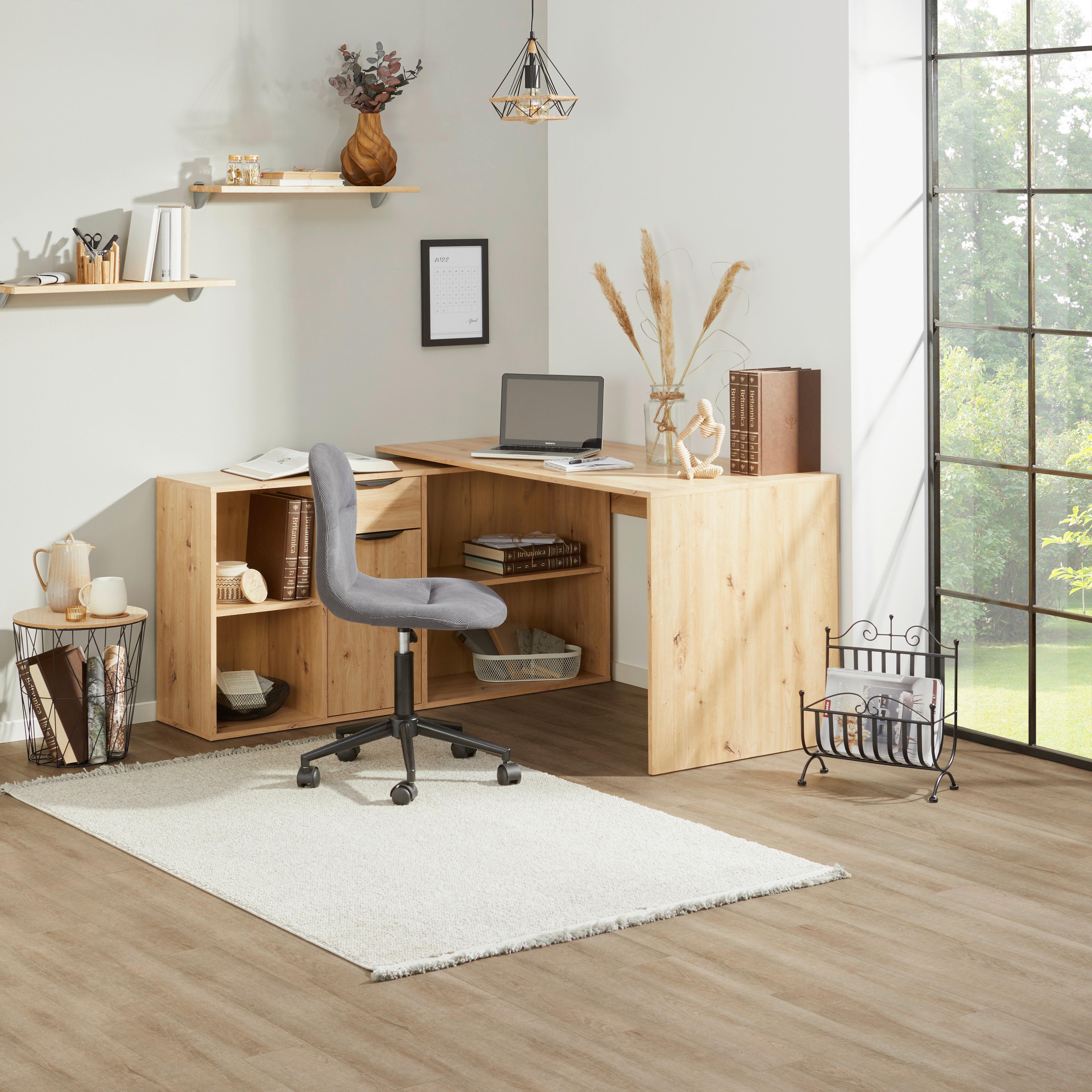 Schreibtisch Mx 195 - Eiche Artisan/Weiß, MODERN, Holzwerkstoff (136,8/74,2/135cm)