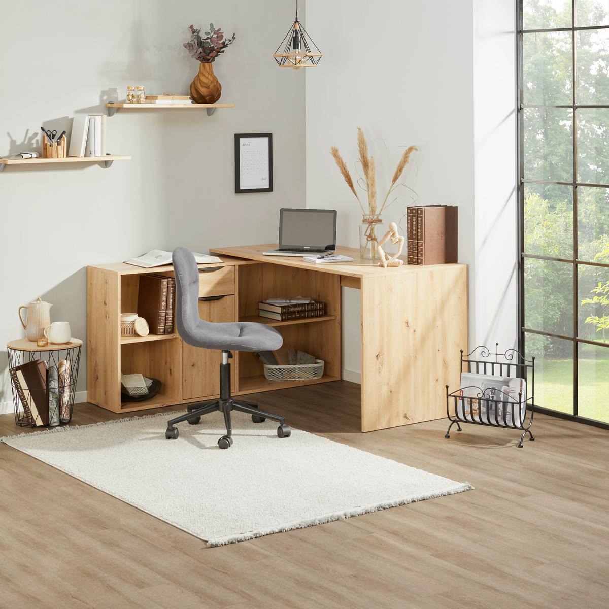 Schreibtisch Mx 195 - Eiche Artisan/Weiß, MODERN, Holzwerkstoff (136,8/74,2/135cm)