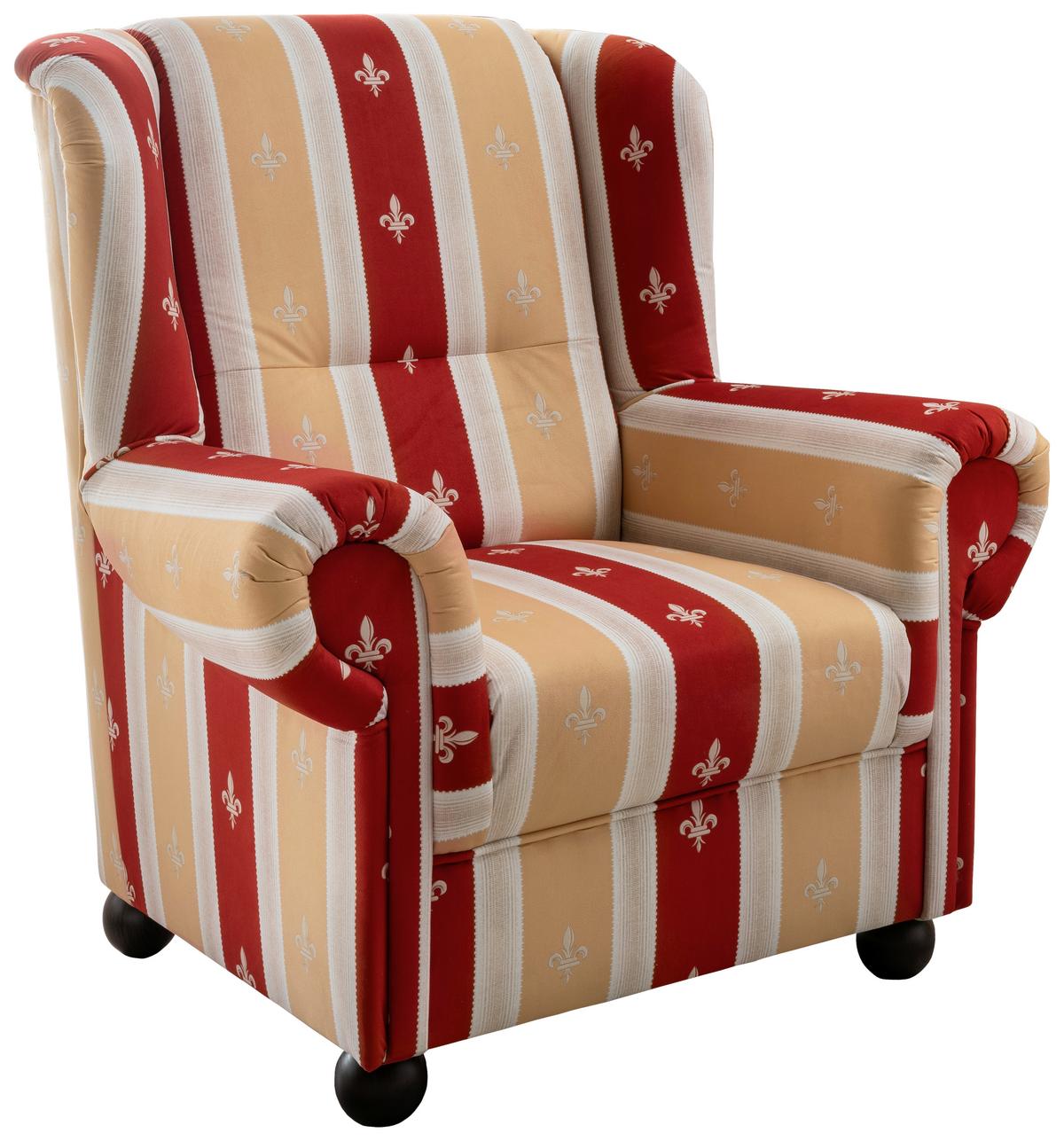 Relaxsessel mit Hocker Torello Gestreift Rot - Rot, KONVENTIONELL, Textil (92/102/145cm) - Livetastic