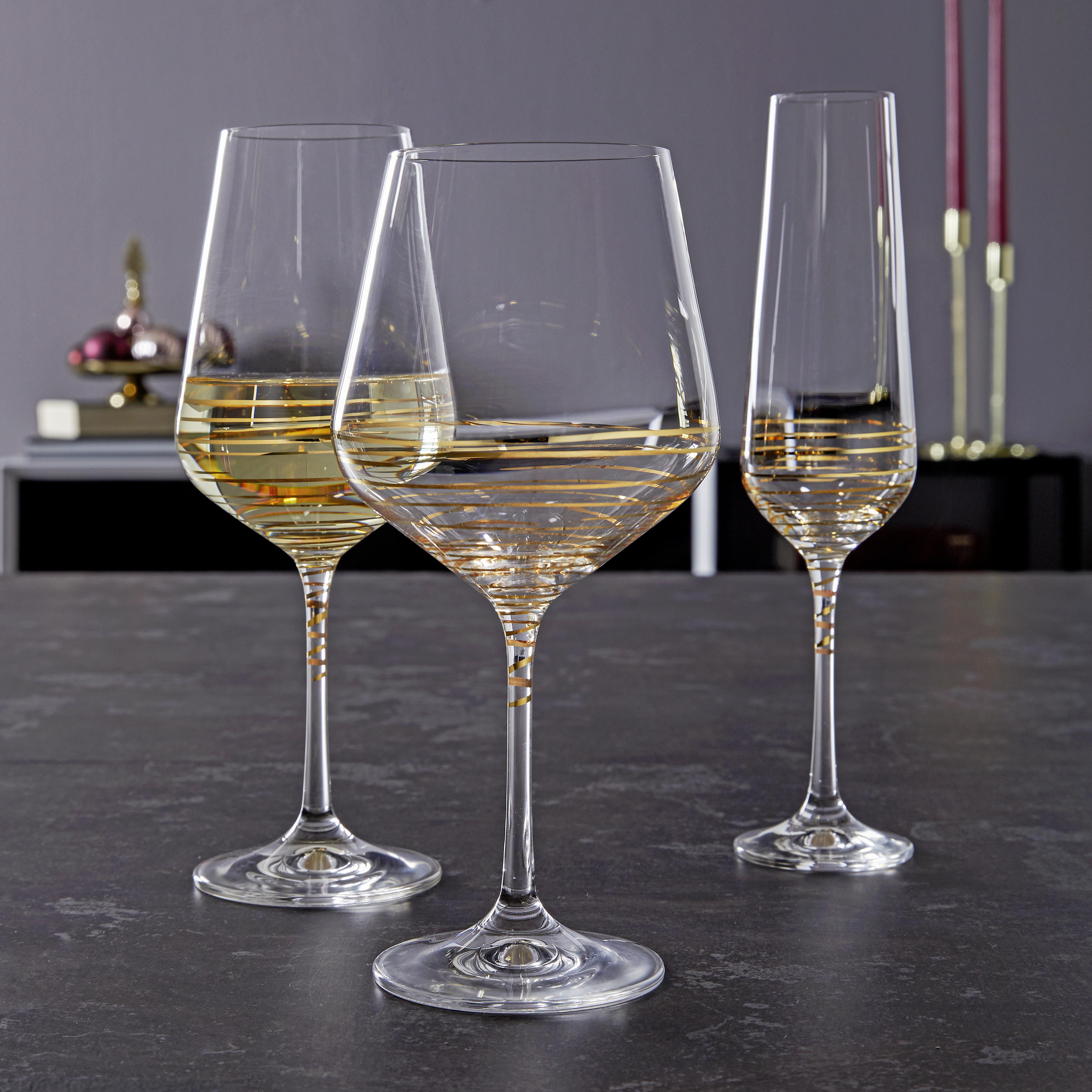 Sklenice na červené víno Elegance, ca 550ml - čiré/barvy zlata, Moderní, sklo (0,55l) - Bohemia