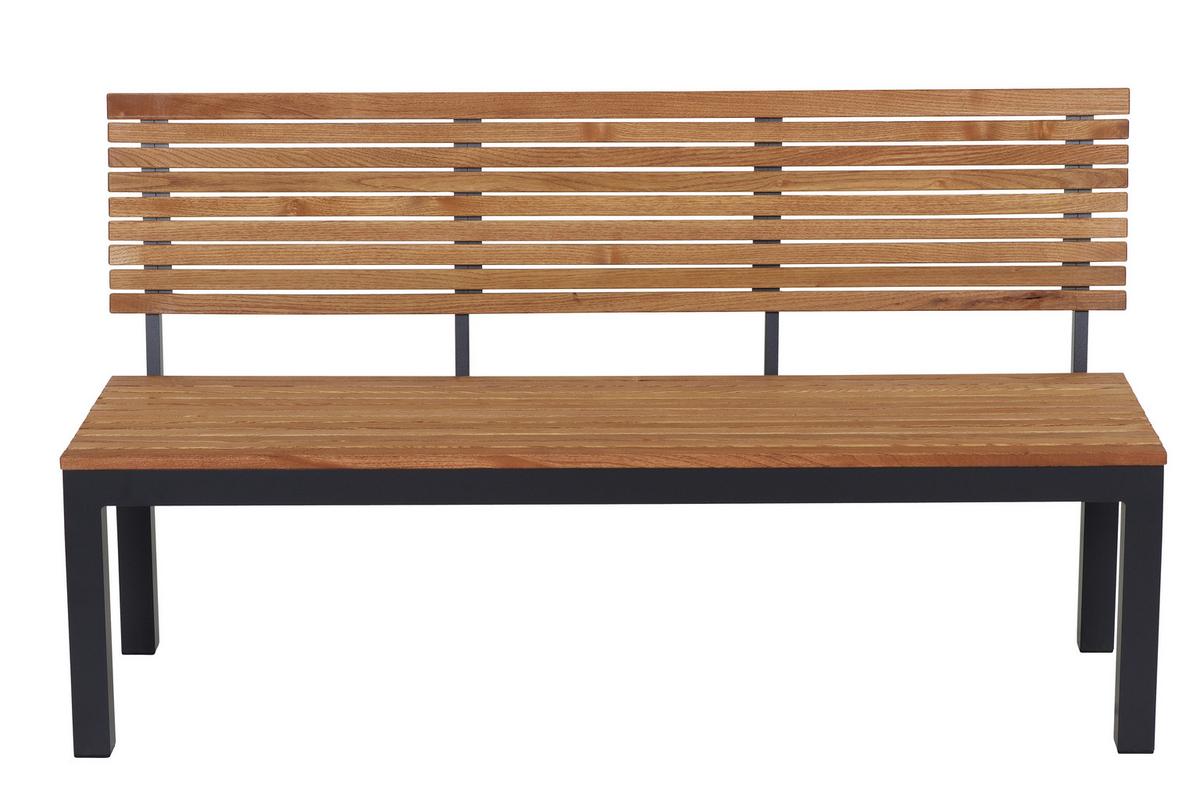 Gartenbank Holz N86393 2-Sitzer - Anthrazit/Robinienfarben, KONVENTIONELL, Holz/Metall (146/84/57,5cm) - Siena Garden