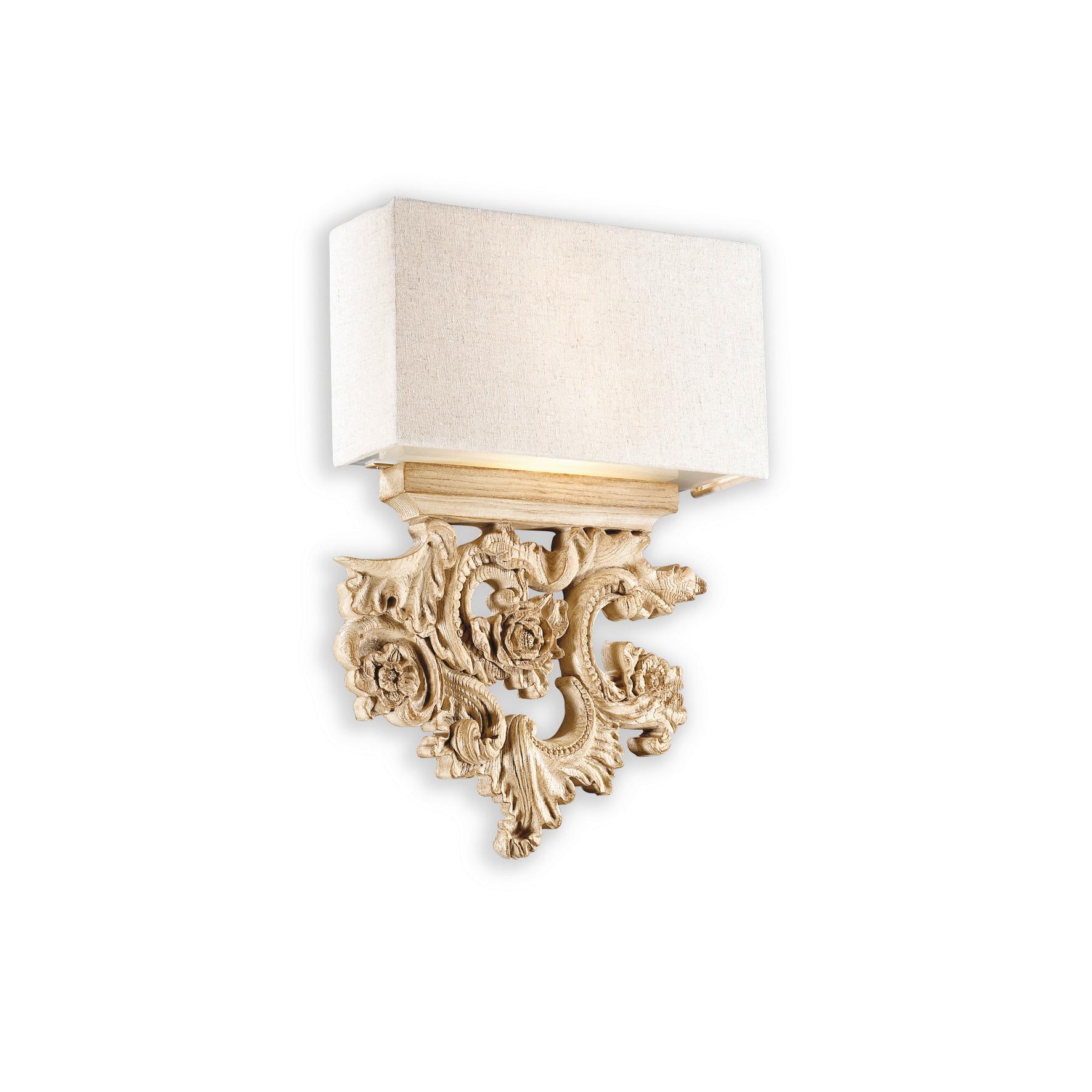 Wandleuchte Peter Beige L: 30,5 cm - Beige, KONVENTIONELL, Naturmaterialien/Textil (30,5/10/45,5cm) - Ideal Lux