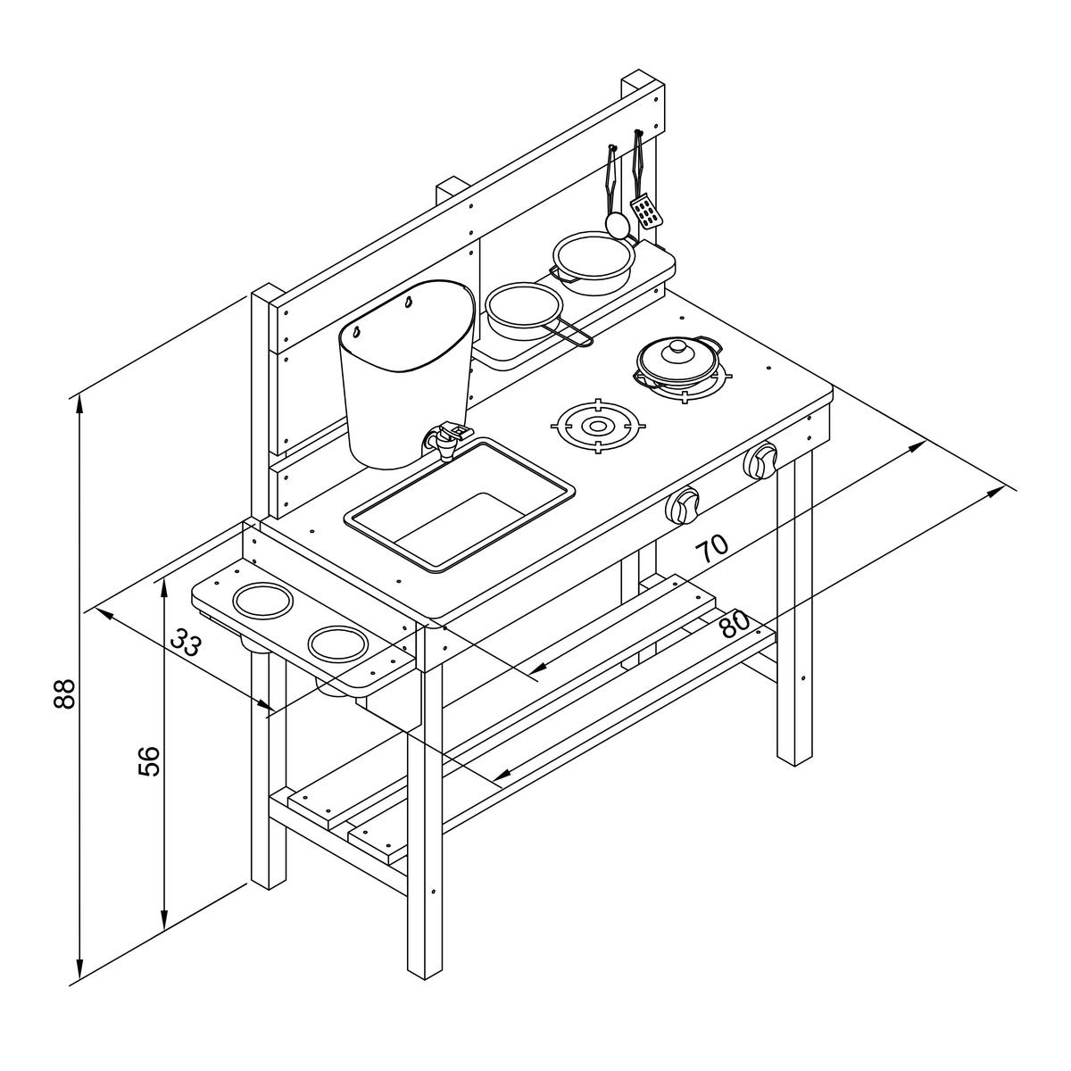 Sand- und Wassertisch A031.038.00 - Braun/Weiß, KONVENTIONELL, Holz (80/88/33cm) - Ambia Garden