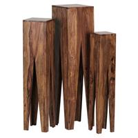 Sada stolků pod květiny KADA z masivního dřeva - barvy akácie, Design, dřevo - MID.YOU