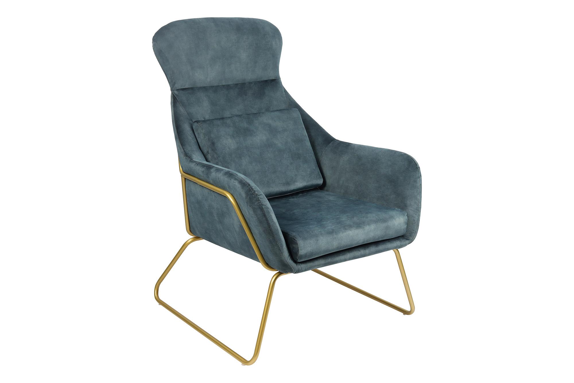 Sessel Blau B: 73 Cm - Blau/Messingfarben, MODERN, Textil (73/102/80cm) - Livetastic