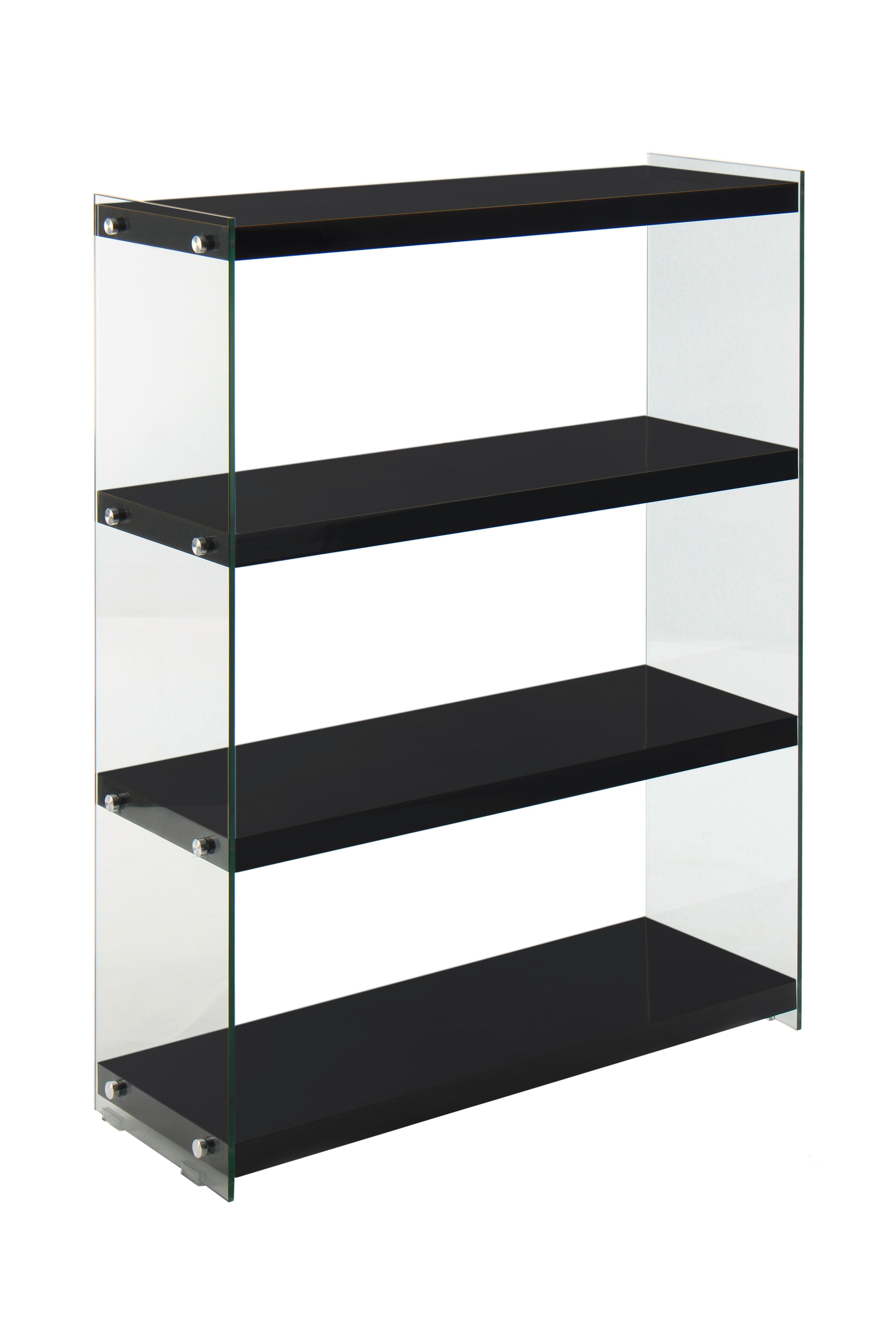 Regal Elementary B: 83 cm Schwarz/Glas Transparent