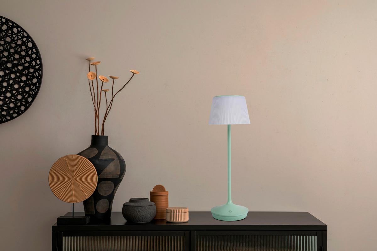 Solarleuchte Mintgrün, Weiß, dimmbar - Weiß/Mintgrün, Basics, Kunststoff/Metall (13/38cm) - Näve