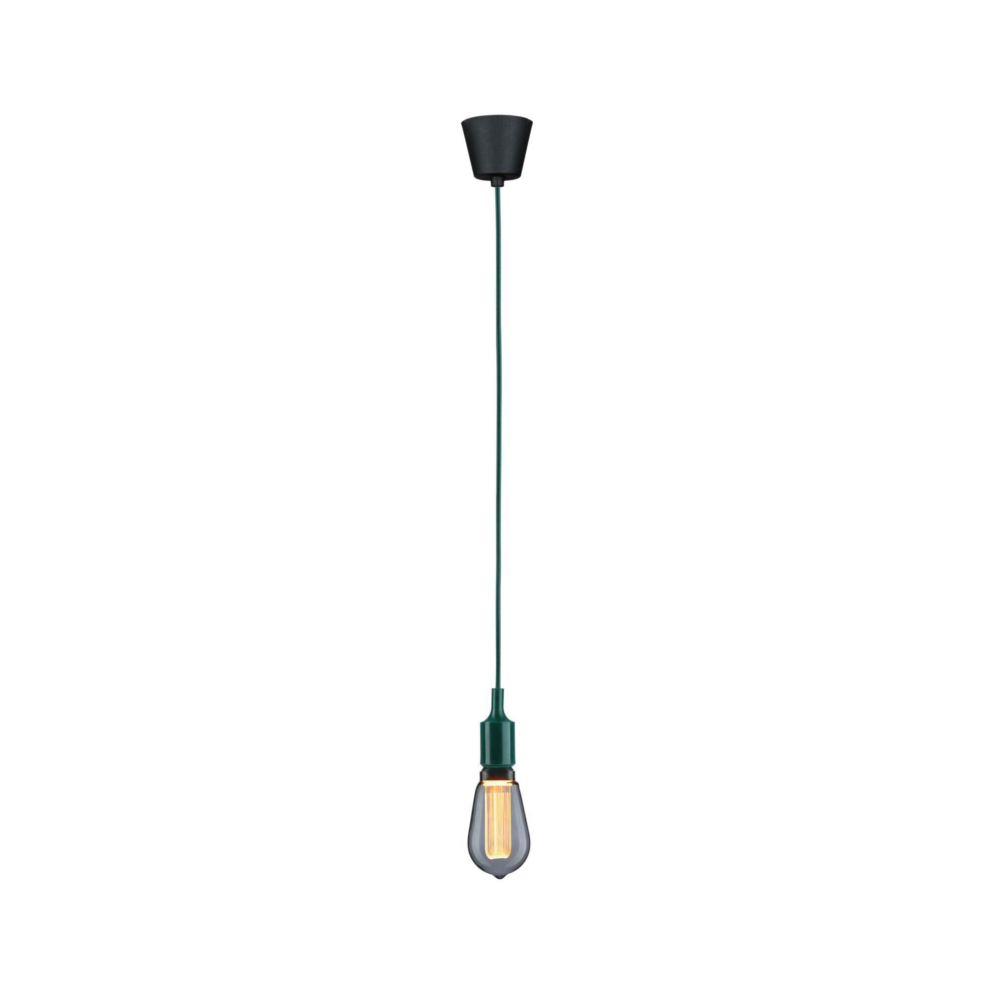 Hängeleuchte Ø 9 cm 1-Flammig - Schwarz/Grün, Basics, Kunststoff/Textil (9,0/218cm) - Paulmann