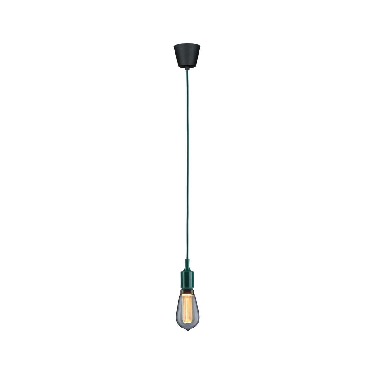 Hängeleuchte Ø 9 cm 1-Flammig - Schwarz/Grün, Basics, Kunststoff/Textil (9,0/218cm) - Paulmann