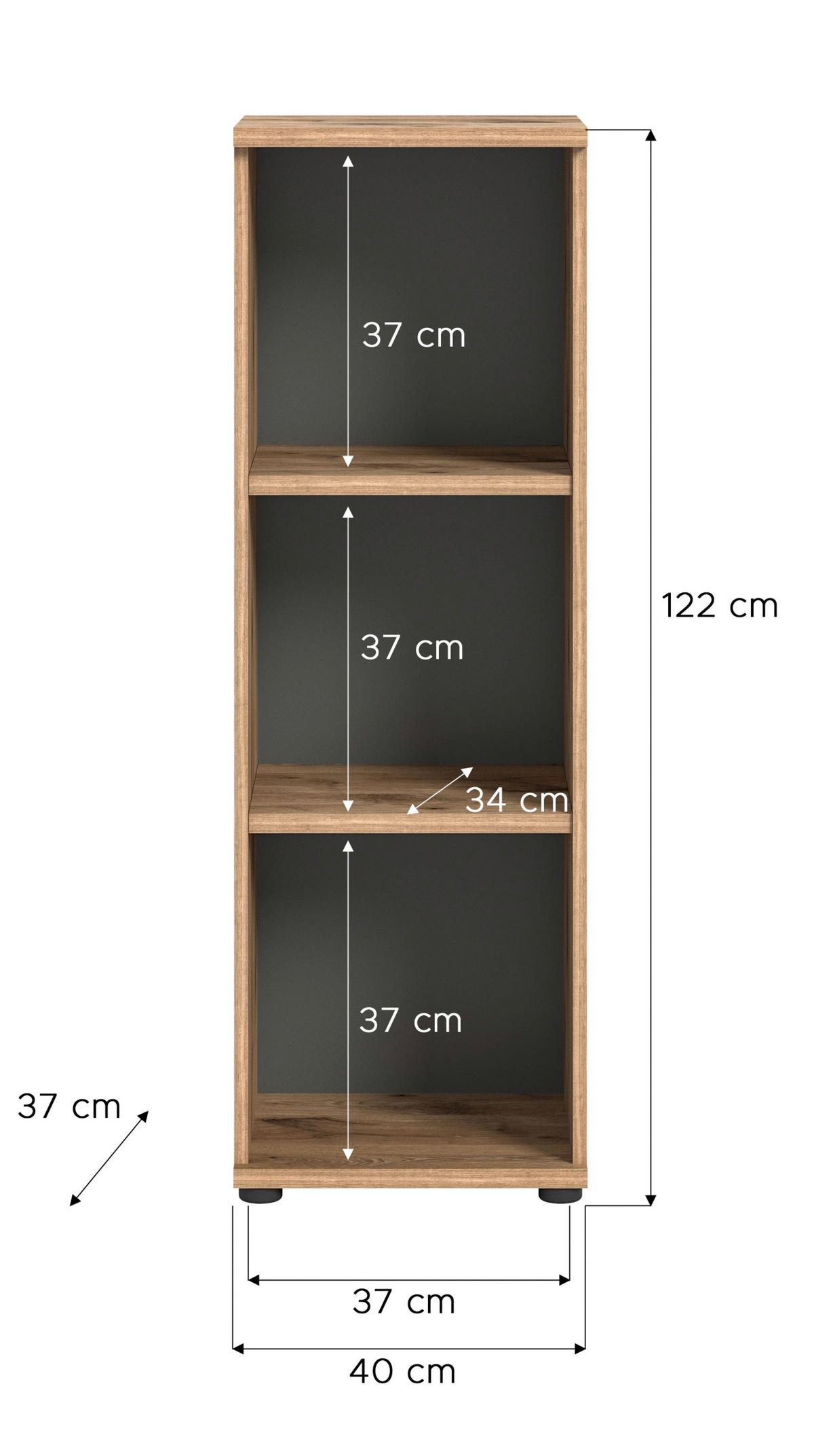 REGÁL MASON - sivá/farba duba, kompozitné drevo (40/122/37cm) - MID.YOU