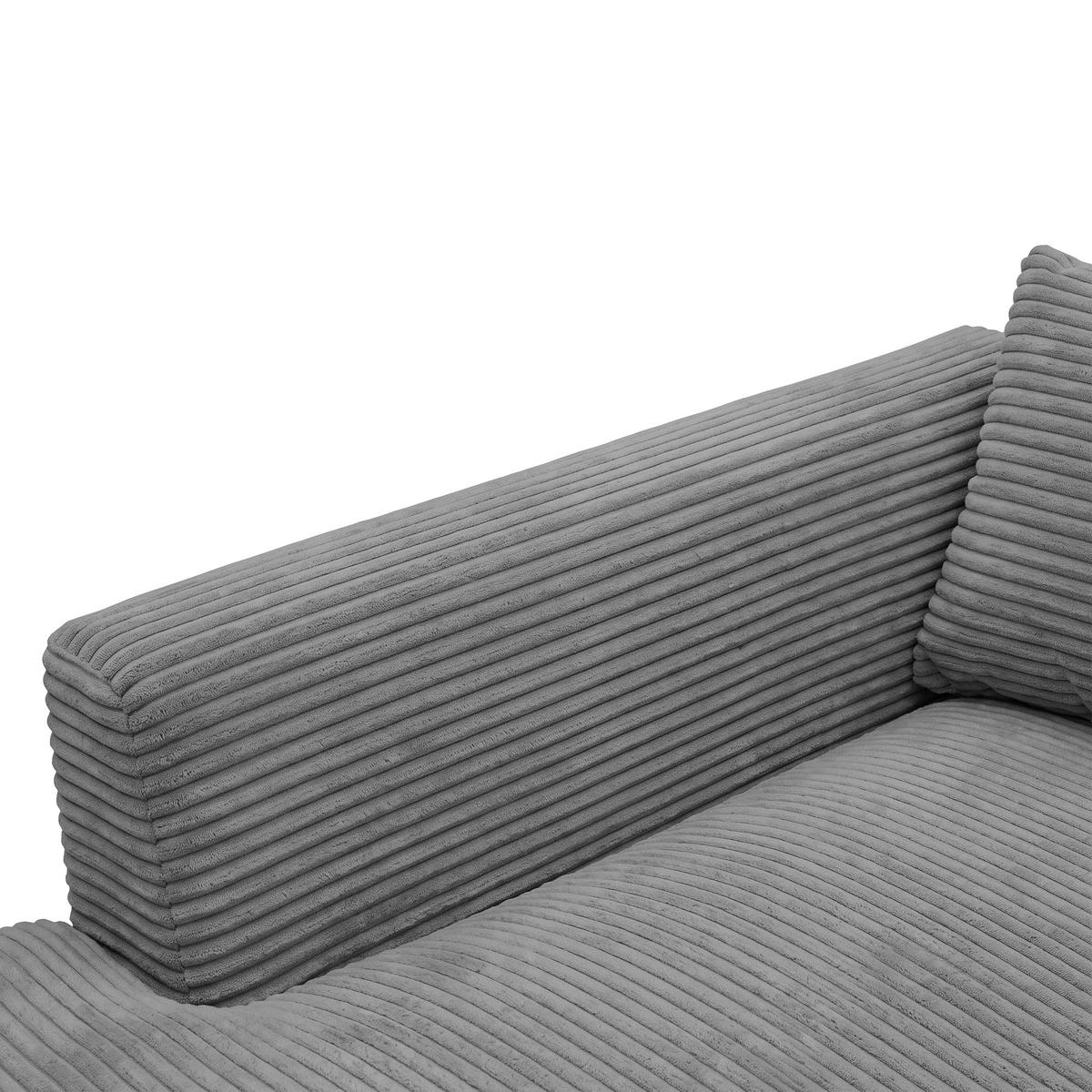 Rohová sedačka PEDRO, levá, šedý manšestr - šedá/černá, Moderní, textil/plast (190/300cm) - Mömax