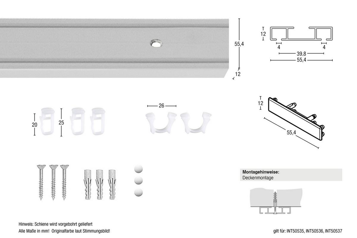 VORHANGSCHIENE ALUMINIUM 100 cm - Grau, Basics, Metall (100cm)