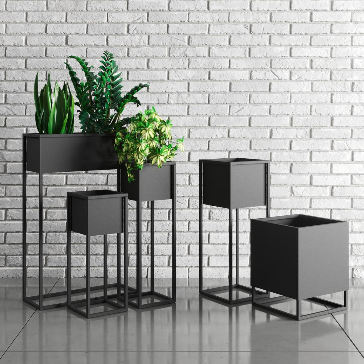 Blumenständer Metall Schwarz BxHxT: 60x23x75 cm - Schwarz, Basics, Metall (60/23/75cm)