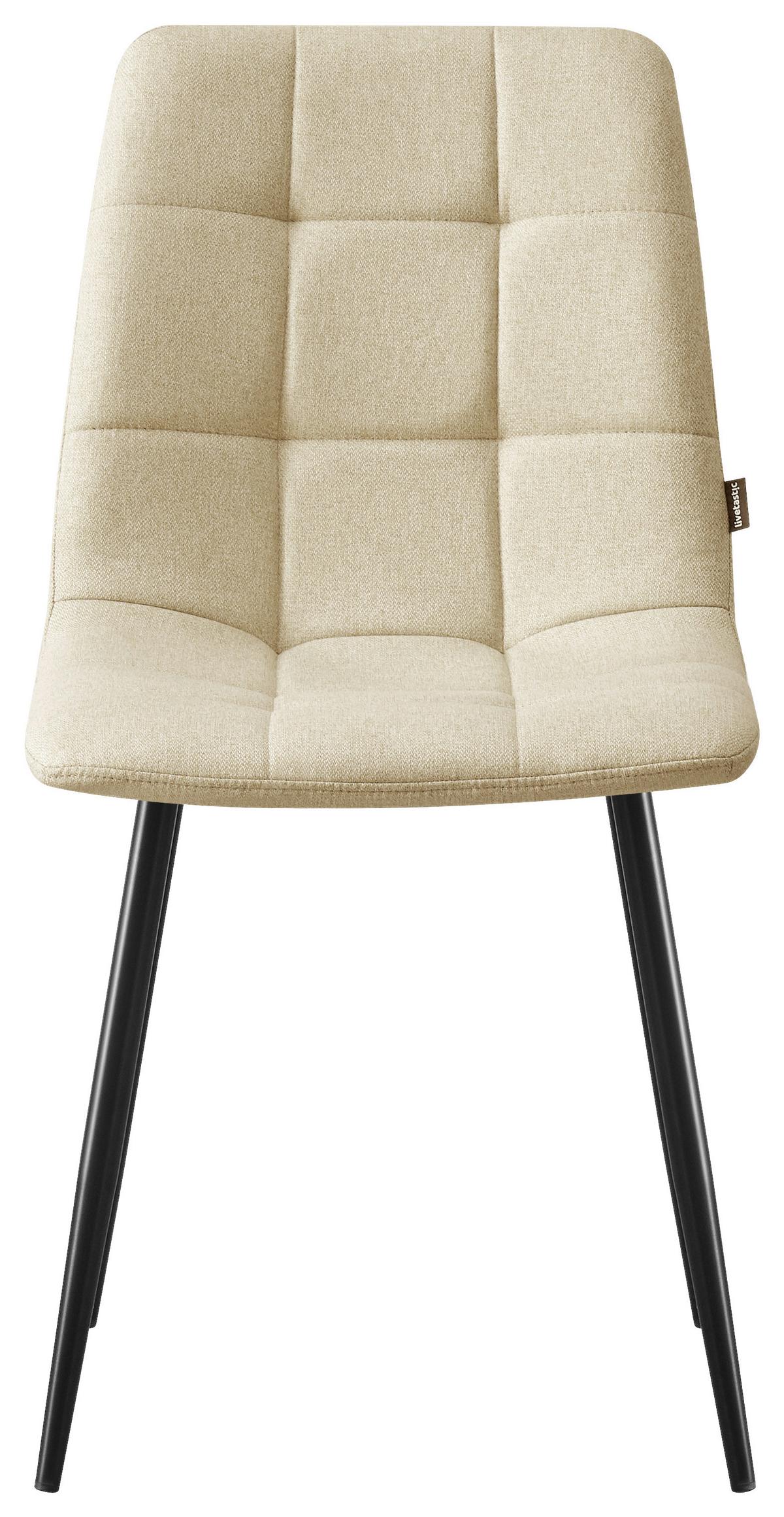 Stuhl Empoli Webstoff Beige, B: 45 cm - Beige/Schwarz, MODERN, Holz/Textil (45/86/55cm) - Livetastic