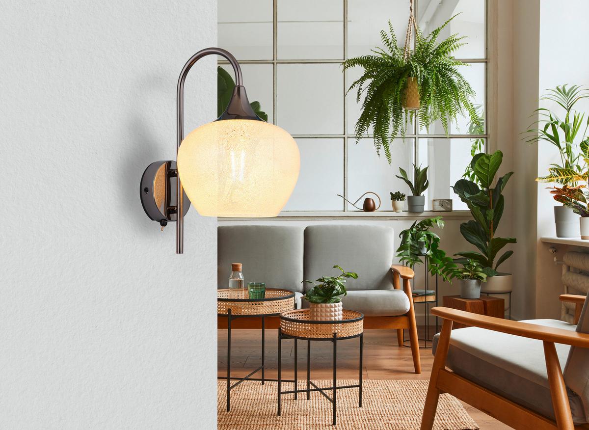 Wandleuchte 15548wk - Klar/Schwarz, KONVENTIONELL, Metall (18/32cm) - Globo