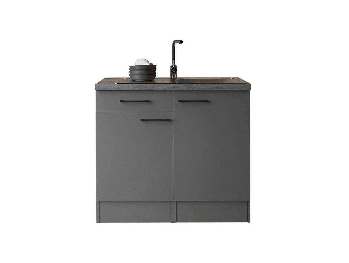 MINIKÜCHE Oliver, Grau B: 100 cm - Grau, Trend, Holzwerkstoff (100cm) - Respekta