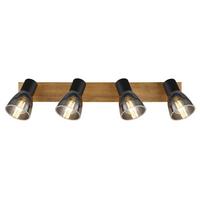 Strahler 54307-4w - Dunkelbraun/Schwarz, Natur, Glas/Holz (50/7/15,5cm) - Globo