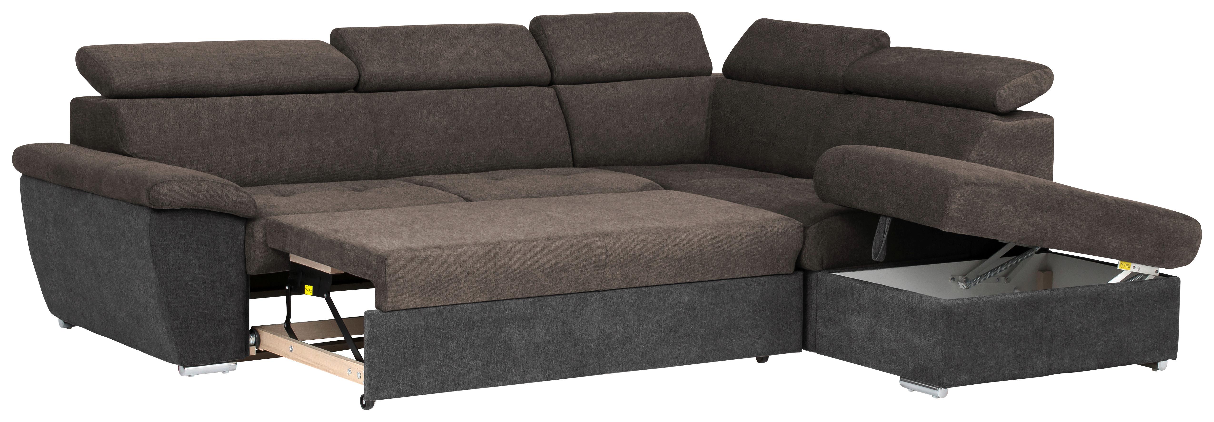 Livetastic Ecksofa mit Schlaffunktion und Bettkasten Antero Dunkelbraun