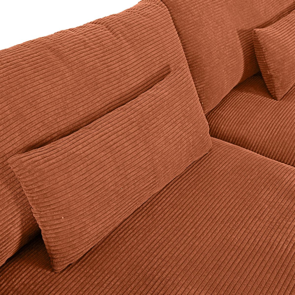 Bigsofa Manolis B: 260 cm Rostfarben Cord - Rostfarben/Schwarz, KONVENTIONELL, Textil (260/66/115cm) - MID.YOU