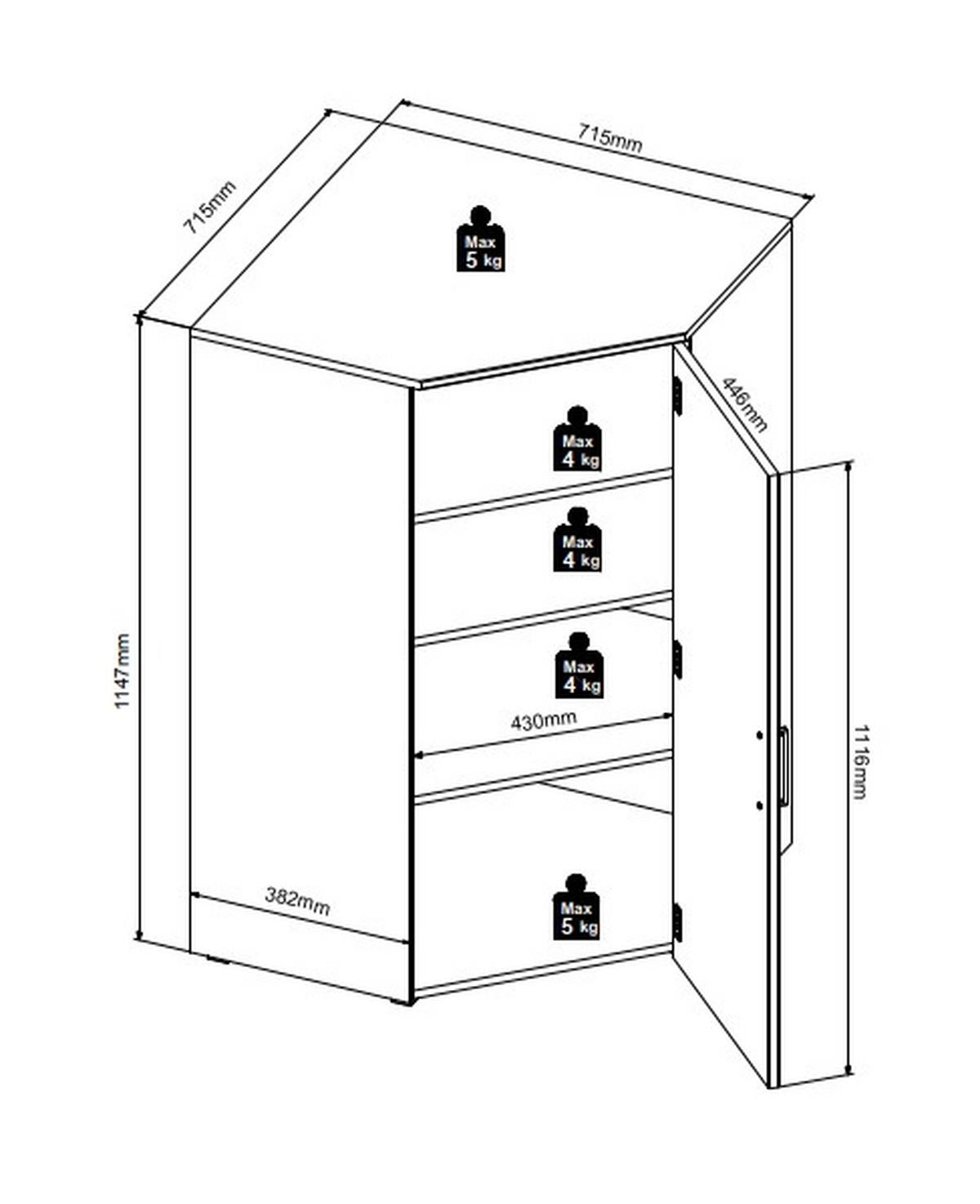 Rohová komoda MULTISTAURAUM - bílá/černá, Moderní, kompozitní dřevo/plast (71,5/71,5cm)