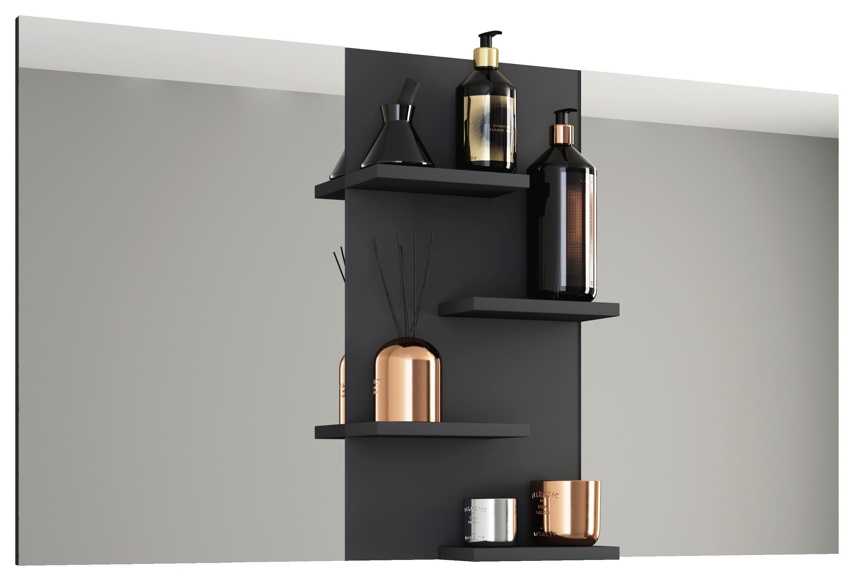 Badspiegel Budasi Bxh 112x59 Cm - Schwarz, MODERN, Holzwerkstoff (112/59/11,5cm) - MID.YOU