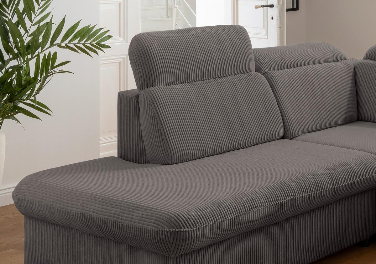 Ecksofa Vasto Grau S: 228x283 cm - Chromfarben/Grau, Design, Textil (228/283cm) - Livetastic