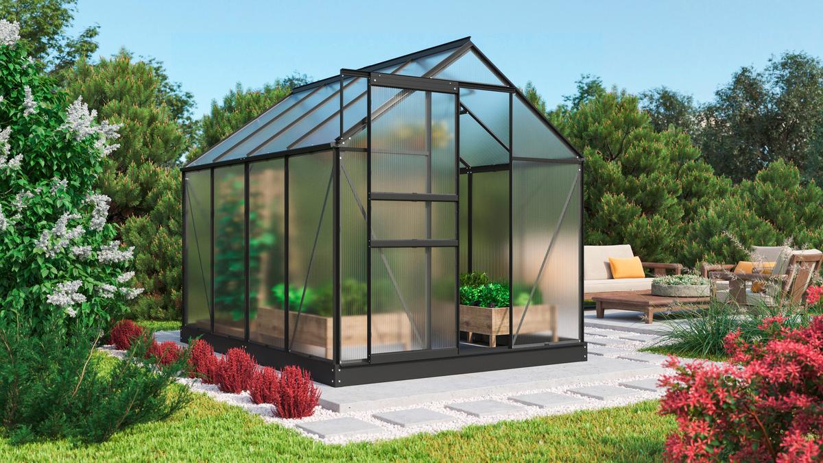 Gewächshausbausatz Comet 5000 5 M2 Metall/kunststoff - Schwarz, Basics, Kunststoff/Metall (195/197/257cm)
