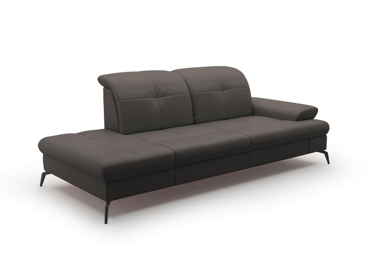 Récamiere Amica E, Anthrazit B: 231 Cm - Anthrazit/Schwarz, KONVENTIONELL, Leder/Textil (231/90/122cm) - Sit & More