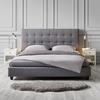Čalúnená posteľ s čelom FREDERICO, 180x200, sivá - čierna/sivá, Modern, kov/drevo (180/200cm) - Bessagi Home