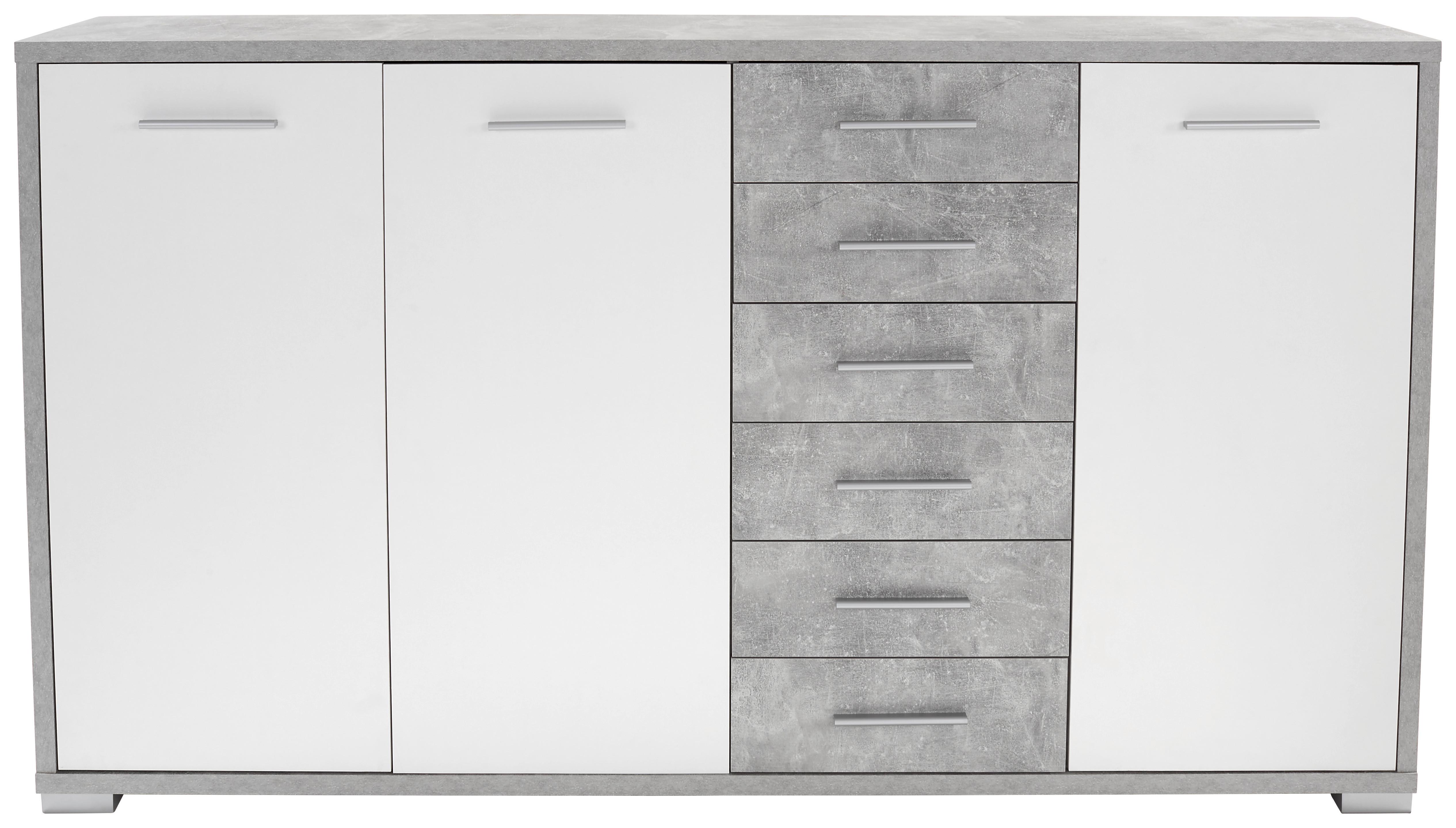 Kommode B 190 Cm Q-big New, Beton Optik/weiß - Weiß/Grau, MODERN, Holz (190/105/44cm)