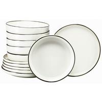 Tafelservice, 12-teilig Steinzeug - Goldfarben/Creme, Basics, Keramik - Creatable