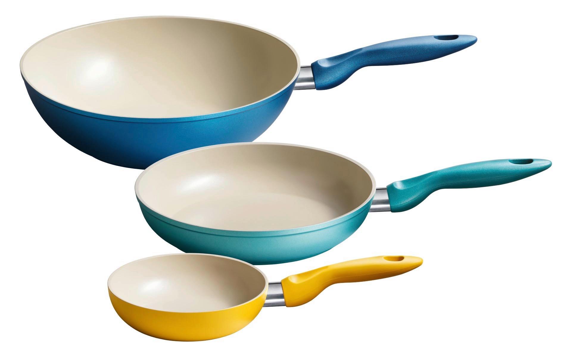 PFANNENSET 3510-362 CERAMIK COLOR - Blau/Gelb, Basics, Metall (16+24+28cm) - Kelomat