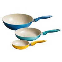 PFANNENSET 3510-362 CERAMIK COLOR - Blau/Gelb, Basics, Metall (16+24+28cm) - Kelomat