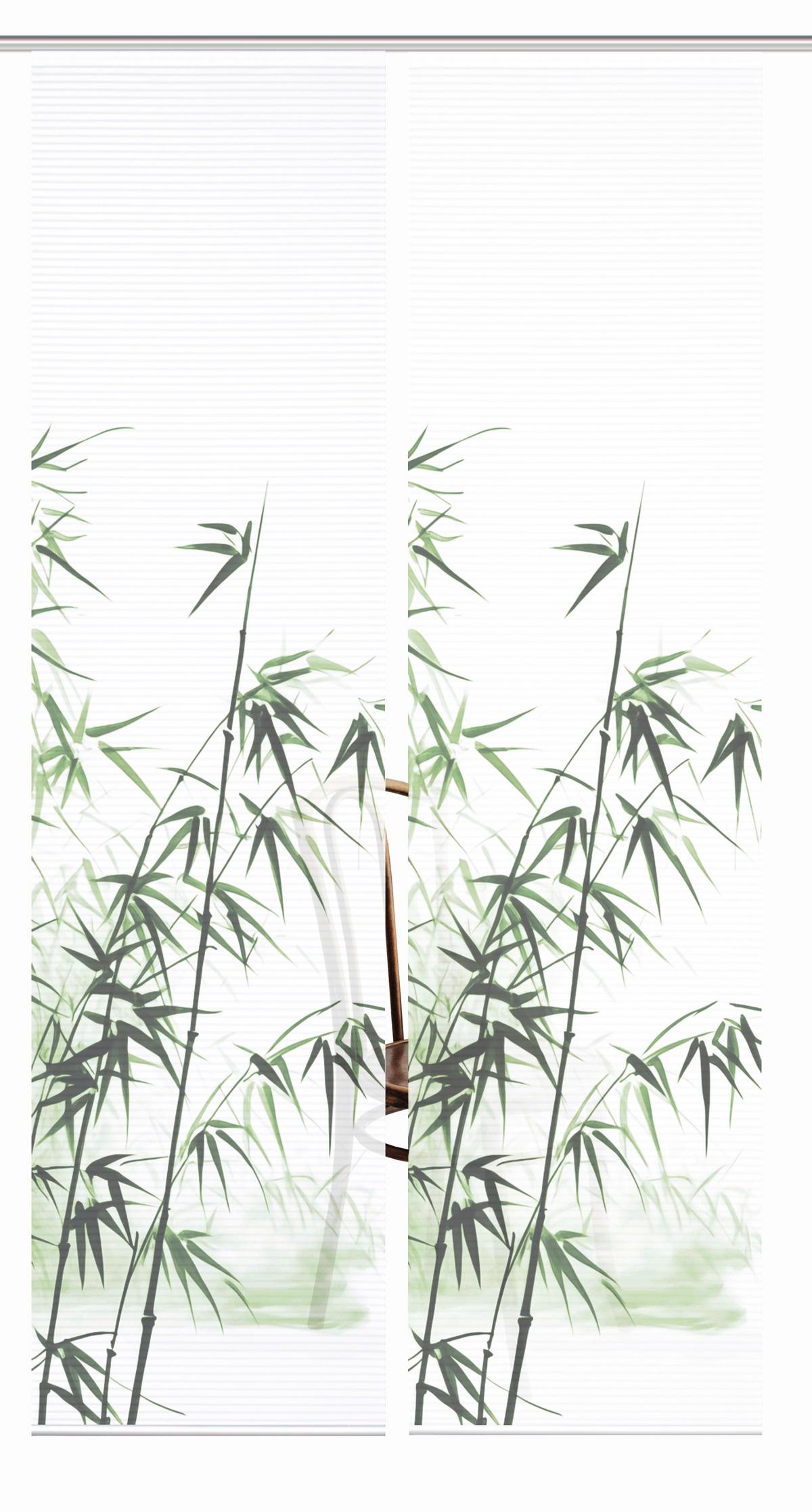 Flächenvorhang Rufus 2er Set - Weiß/Grün, Natur, Textil (60/245cm)