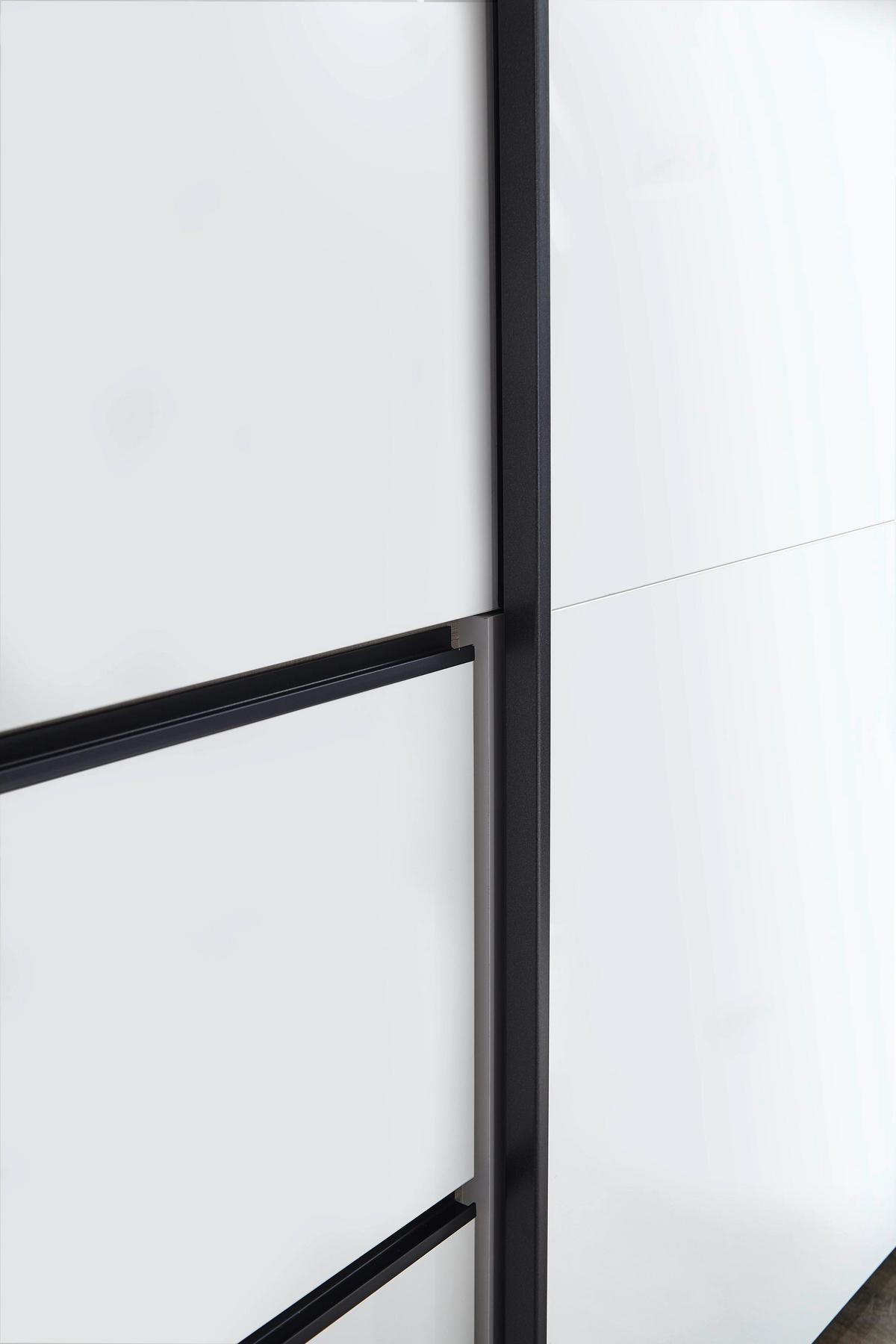 Schwebetürenschrank Stoke Weiß Metallic inkl.spiegel B:131cm - Weiß, MODERN, Holzwerkstoff (131/210/59cm) - Rauch Möbel