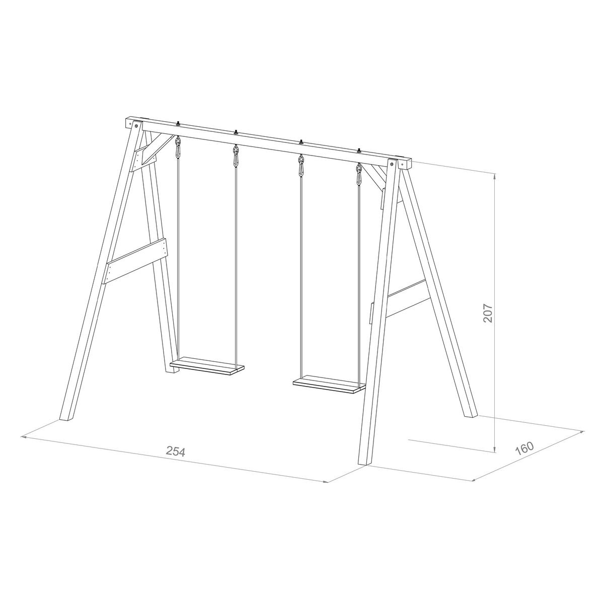 Schaukel A030.135.03 - Braun/Weiß, KONVENTIONELL, Holz (254/207/160cm) - Ambia Garden