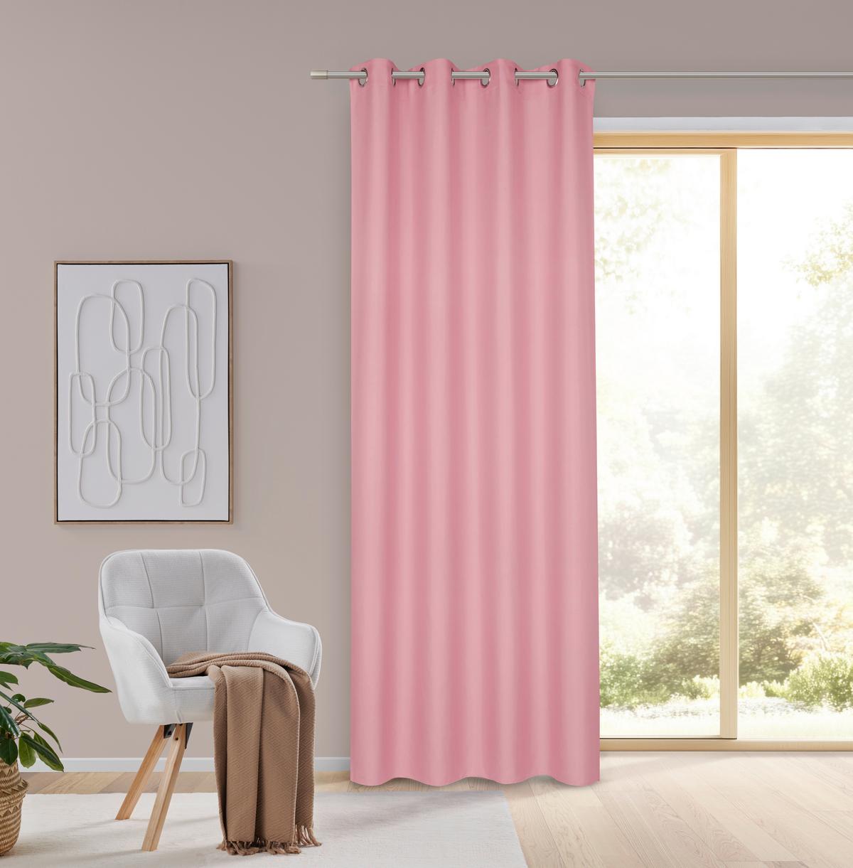 ZÁVĚS S OČKY ABBY -JUB- - růžová, Konvenční, textil (140/235cm) - Modern Living